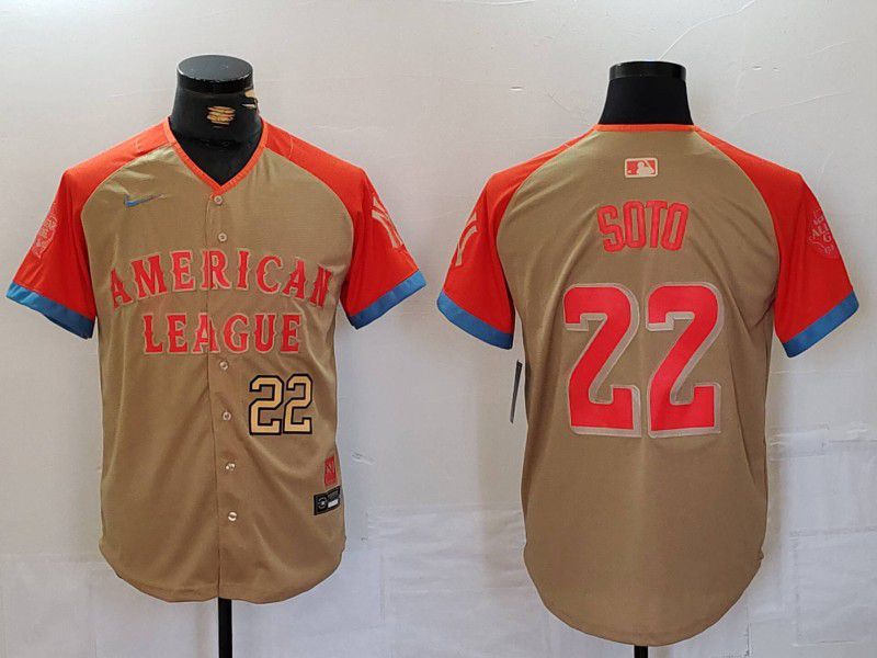 Men New York Yankees #22 Soto Orange All star 2024 Nike MLB Jersey style 3